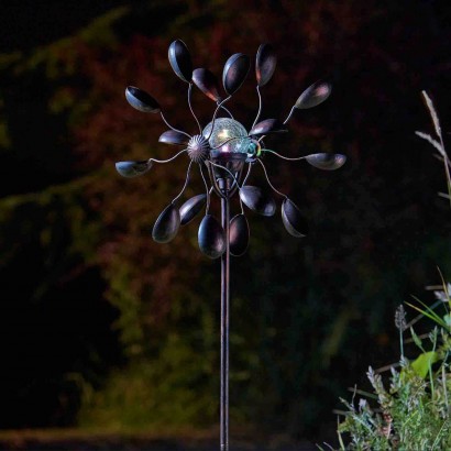 Gemini Wind Spinner with Solar Globe 