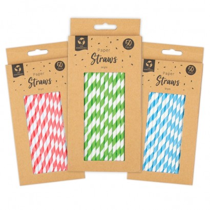 50 x Bright Paper Straws Colours will be chosen at random unless specified