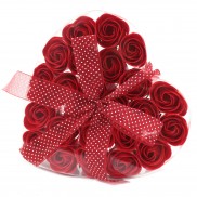 24 Red Rose Soap Flowers in Heart Box