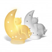 3D Ceramic Cat on the Moon Lamp
