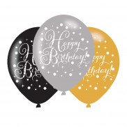 Sparkling Happy Birthday Balloons x 6