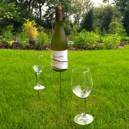 Wine Bottle and Glasses Ground Stakes