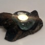 Molten Glass on Wood Candle Holder 3 
