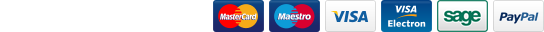 Credit card logos from most major issuers, verified by visa logo, mastercard securecode logo, PayPal logo